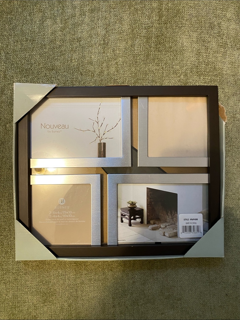 Nouveau 4-Opening Multi-Photo Frame - Brown with Silver Trim